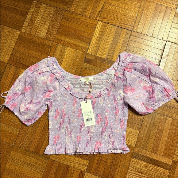 LOVESHACKFANCY Molly Heirloom Print Top size small in hibiscus - Picture 8 of 9